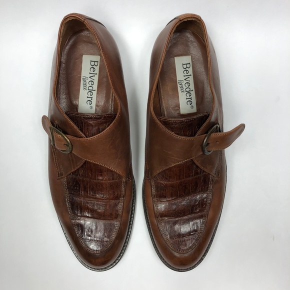 Belvedere Florence Men\'s Sz 11 Brown Leather Genuine Crocodile Monk Strap Loafer main image 5